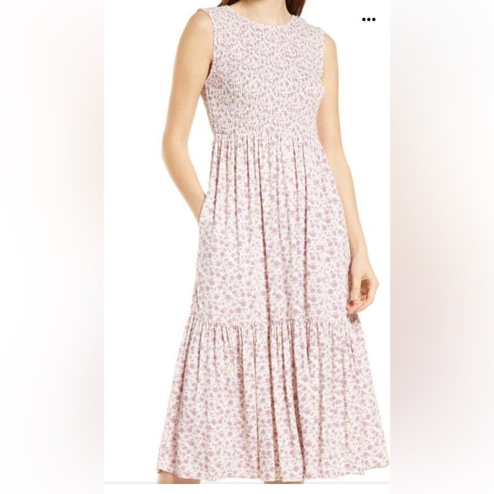Treasure & Bond Smocked Sleeveless Midi Dress | Nordstrom XL
